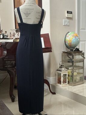 Enfocus Studio Navy Sleeveless Maxi Dress with  Brooch